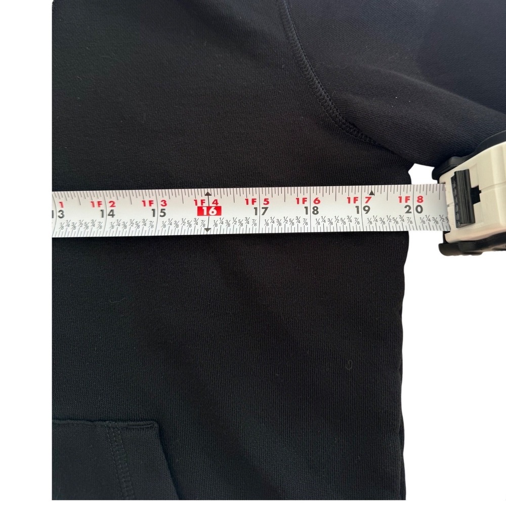 PACT Organic Cotton Raw Hem Hoodie Black Fleece Pullover Sweatshirt XS Cozy - Picture 5 of 7